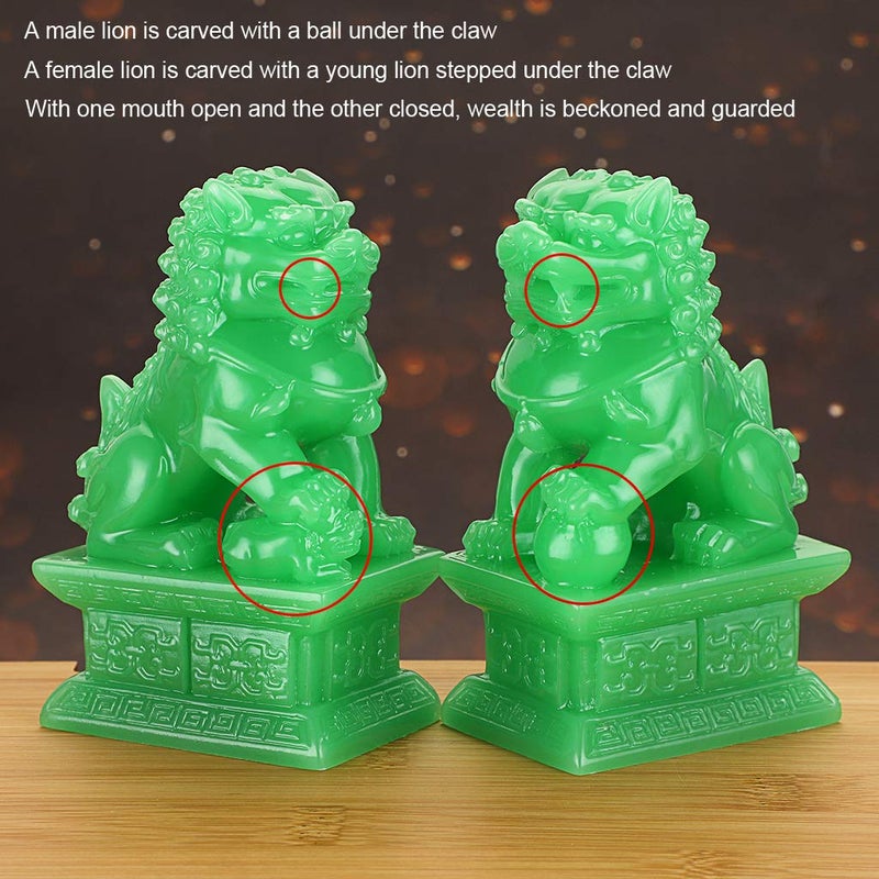 MDLUU Pair of Fu Foo Dogs, Guardian Lions, Feng Shui Lion Statues for Cash Register, Office Desk, House Warming, Store Opening Gift - Image 4